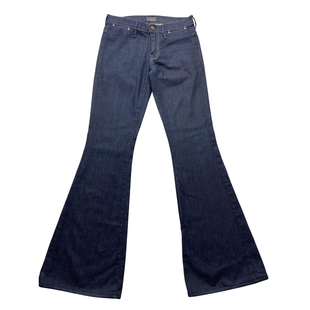 MOTHER The Curfew Flare Jeans Womens 24‎ Dark Wash Plain Jane Hot Shot Made USA